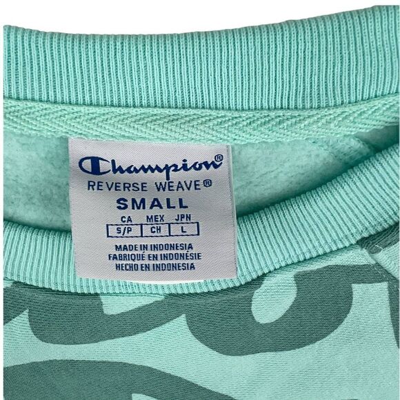 New Champion Men US XS Turquoise Blue Sweatshirt Short Sleeve Crew Neck Pullover - Picture 9 of 11